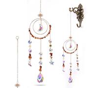 Nivofu Acchiappasole Cristallo con Agata Rossa e Stelle Luna, Scacciapensieri da Appendere per Finestra, Suncatcher Prisma Arcobaleno Decorazione per Casa Giardino Matrimonio