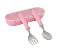 Nivofu Set di Posate per Bambini, 2 Pezzi Cucchiaio e Forchetta per Bambini Senza BPA, Posate Da Bambino in Acciaio Inossidabile con Custodia da Viaggio per Bambino, Casa Scuola Uso (Rosa)