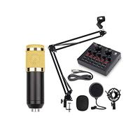 NIVOK Bundle Microfono a condensatore, Microfono a condensatore cardioide Professionale da Studio, Kit Podcast con Braccio a Forbice a Sospensione Microfono Regolabile e Scheda Audio Liv