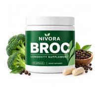 Nivora Broc - Capsule di sulforafano ad alta densità, 60 capsule, 1 pezzo | Estratto di semi di broccoli con mirosinasi, integratore antiossidante a base vegetale per il benessere cellulare e la