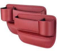 NIVQH Scatola Seggiolino Auto Gap Organizer per Audi A3 Sedan 2013-2018,Pu Pelle Interni Accessori Tasca Laterale Console,Prova di Perdite Waterproof,Red Main Driver+Copilot