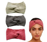 NIVRAIN 3 Pezzi Fascia Capelli Donna, Ispessito Fascia Capelli Donna Invernale, Tinte Unite Versatili Stirnband Damen Winter, Adatto per Outfit Primaverili e per Visitare Negozi alla Moda