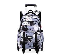 NIWEIYA Zaino da scuola per bambini per ragazze zaino con ruote per ragazzi Borse per libri con ruote Borse trolley per studenti elementari, nero