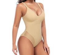 Niwicee Body Contenitivo Modellante Donna Shapewear Bodysuit Pancia Piatta Guaina Contenitiva Donna Snellente con Reggiseno e Tracolla Regolabile(Beige,XL)
