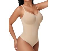 Niwicee Body Contenitivo Modellante Donna Shapewear Bodysuit Pancia Piatta Guaina Contenitiva Donna Perizoma Intimo Snellente Shaper Shaping Spallino Regolabile(Beige,XL)