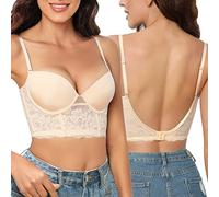 Niwicee Soutien Gorge Dos Nu Reggiseno Push up, Beige, 40 Donna
