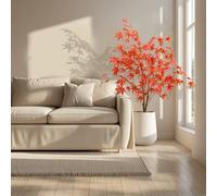 Niwugady Pianta artificiale in acero rosso, grande, 180 cm, decorazione perfetta, pianta d'appartamento, con vaso per interni ed esterni, casa, ufficio, giardino, decorazione moderna