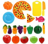NIWWIN 24 PCS Gioca Set di Cibo per Bambini Tagliere in plastica Pizza e Verdura Pretend Play Set