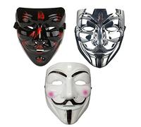 NIWWIN 3 Pezzi Maschere per Adulti, Maschera di Halloween, V For Vendetta Masks, Costume Cosplay di Halloween con Decorazioni per la Notte dei Falò, Puntelli per la Copertura del Viso per Rave Party