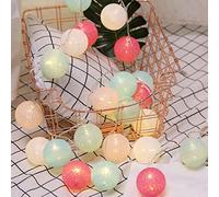 NIWWIN 3M 20 LED luminosi palline di cotone luci stringa festa di natale camera da letto luci per tende compleanno halloween illuminazione di nozze baby room regalo romantico arredamento (Multicolore)