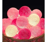 NIWWIN 3M 20 LED luminosi palline di cotone luci stringa festa di natale camera da letto luci per tende compleanno halloween illuminazione di nozze baby room regalo romantico arredamento (Rosa)