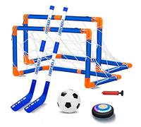 NIWWIN Air Power Soccer,Hover Soccer 3 in 1 Set di Giocattoli da Hockey, Gioco di Hockey simulato, Giocattolo da Hockey per Interni ed Esterni, Adatto per Bambini, Ragazzi e Ragazze dai 3 ai 12 Anni.