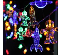 NIWWIN Astronave Fairy Lights String Kids Room Decor Lights Astronauta Rocket Pendenti Corda di luce per la festa in giardino Decorazione natalizia Regalo di compleanno Illuminazione (Multicolore)