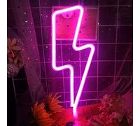 NIWWIN Fulmine Neon,luce di segnalazione al neon, Esports Room Atmosfera Luce,Alimentazione a batteria USB/3 AA,decorazione della stanza dei bambini, Decorazione di illuminazione per feste. (rosa)