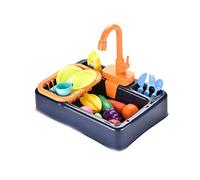 NIWWIN Giocattoli per lavello da Cucina per Bambini Set con Acqua Corrente Regali educativi Giochi di finzione per Ragazzi Ragazze Simulazione Lavastoviglie Rubinetto di Lavoro e Scarico (Blu)