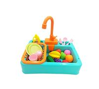 NIWWIN Giocattoli per lavello da Cucina per Bambini Set con Acqua Corrente Regali educativi Giochi di finzione per Ragazzi Ragazze Simulazione Lavastoviglie Rubinetto di Lavoro e Scarico (Verde)