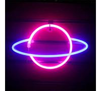 NIWWIN Luce neon pianeta Blu e rosa,luce di segnalazione al neon, Esports Room Atmosfera Luce，Alimentazione a batteria USB/3 AA,decorazione della stanza dei bambini, regalo di compleanno di Natale.
