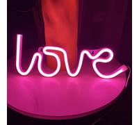 NIWWIN Rosa Amore segno neon,Luce al neon, Neon Art Lampada da Parete USB/Batteria, Neon Lampada da Parete per Camera delle Ragazze Light Up Love Neon Sign per San Valentino.
