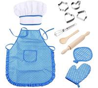 NIWWIN Set da Cuoco per Bambini - 11 Pezzi Costume da Cucina Kit di Finzione per Ragazzi e Ragazze - Gioco di Ruolo Set da Cucina e Cottura
