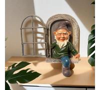 NIWWIN Statua dello Gnomo da Giardino Ornamenti per L'Albero, Decorazione della Statua in Miniatura Simpatica Statua di Figura Accessori da Giardinaggio per Interni ed Esterni (Male)