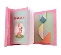 NIWWIN Tangram magnetico di legno, gioco di puzzle, giocattoli da costruzione, gioco di viaggio, esercizio mentale, libro QI con soluzioni, giocattolo educativo per bambini,3 4 5 6 anni. (rosa)