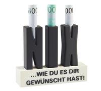 NIX - Regalo per soldi - Divertenti lettere 3D con nascondiglio per soldi - Regalo originale per uomini e donne per il compleanno - Idea creativa per chiunque voglia "nulla" (A)