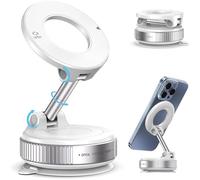 Nixevo MagVac 360 Dual Lock Phone Holder NXV06, Magnetic Vacuum Suction Car Mount, supporto per cellulare compatto regolabile a 360°, compatibile con tutti gli smartphone (bianco)