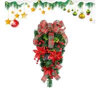 Nixiara Decorazioni della corona di Natale, Corona della porta d'ingresso,Corona d'inverno Bowknot - Centri tavola di Natale riutilizzabili colorati, Forniture per la decorazione della casa per la