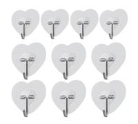 Nixiara Ganci da parete adesivi, gancio adesivo, ganci da parete a forma di cuore, con presa forte e nessun danno, 10 ganci trasparenti rimovibili per uso multiplo, per