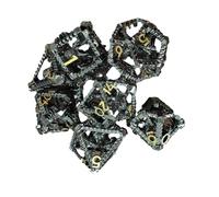 Nixiara Set di dadi poliedrici, gioco di ruolo Dragon Dice, Steampunk Hollow Dragon Dice, Creative Metal Family Meeting RPG Accessori per giochi di ruolo notte