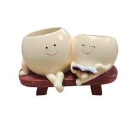 Nixiara Vaso Per Il Viso Sorridente - Dust per Le Succulente In Viso | Marmora con Un Volto Di Sorriso - Vaso A Mano Doppia Sedia Di Espressione per Esterno Interno