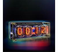 Nixie LED Tube Clock, Simulazione Nixie Clock IN-12 Glow Tube Nixie Orologio Fluorescente 225 Colori Display Luce Data Data Digitale Retro Vintage Desktop Deco
