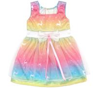 NIXNUT Vestiti per Bambole Abito Lungo con Fiocco in Rete Colore Sfumato per Bambola American Girl da 18 pollici