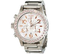 Nixon 42-20 Chrono Silver/Light Gold Crystal A0371519-00 - Orologio da polso da donna, cinturino in acciaio inox colore argento