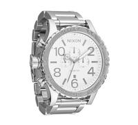 NIXON 51-30 Chrono A1389-300m Orologio analogico alla moda da uomo resistente all'acqua (quadrante dell'orologio da 51 mm, cinturino in acciaio inossidabile da 25 mm), Alta lucidatura/bianco, One Size