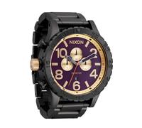 NIXON 51-30 Chrono A1389-300m Orologio analogico alla moda da uomo resistente all'acqua (quadrante dell'orologio da 51 mm, cinturino in acciaio inossidabile da 25 mm), Gunmetal/Mora/Oro, One Size, 51