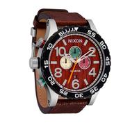 NIXON 51-30 Chrono A1392-300m Orologio analogico da uomo impermeabile alla moda (quadrante 51 mm, cinturino in vera pelle da 25 mm), Argento/Palissandro/Cioccolato, 51-30 Chrono Pelle