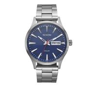 NIXON Sentry Solar A1346-100m Orologio analogico in acciaio inossidabile resistente all'acqua, Navy Sunray / Argento, One Size, Sentry Solar Acciaio inossidabile