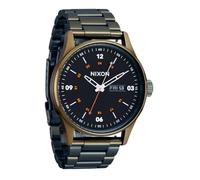Nixon Sentry SS acciaio inossidabile giorno/data 42 mm WR 100 metri orologio da uomo A356, Verde oliva scuro/Nero, Sentinella in acciaio inox