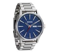 NIXON Sentry SS A356 - Orologio analogico classico da uomo resistente all'acqua 100 m (quadrante 42 mm, cinturino in acciaio inossidabile 23-20 mm), Argento/Indaco, Sentinella in acciaio inox