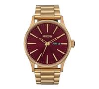 Nixon Sentry SS acciaio inossidabile giorno/data 42mm WR 100 metri orologio da uomo A356, Oxblood Sunray / Oro, One Size, Sentinella SS