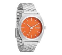 NIXON Time Teller A045 - Orologio analogico da uomo alla moda, impermeabile fino a 100 m, quadrante da 37 mm, cinturino in acciaio inox da 19,5-18 mm, Argento / Mandarino, One Size, Time Teller