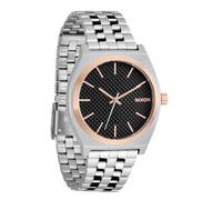 NIXON Time Teller A045 - Orologio analogico da uomo alla moda, impermeabile fino a 100 m, quadrante da 37 mm, cinturino in acciaio inox da 19,5-18 mm, Argento/oro rosa/nero, Time Teller