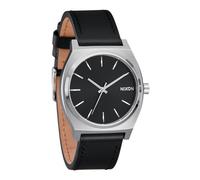 NIXON Time Teller A1373-100m Orologio analogico da uomo impermeabile alla moda (quadrante 37 mm, cinturino in pelle 20-18 mm), argento e nero