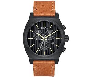 NIXON Time Teller Chrono Leather -Spring 2017- Black/Stamped/Brown