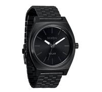 NIXON Time Teller Solar A1369-100 m Orologio da uomo analogico alla moda ad energia solare (quadrante 40,5 mm, cinturino in acciaio inox a 5 maglie da 20 mm), Tutto nero/bianco, OSFM, Moderno