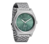 NIXON Time Teller Solar A1369-100 m Orologio da uomo analogico alla moda ad energia solare (quadrante 40,5 mm, cinturino in acciaio inox a 5 maglie da 20 mm), Argento / Giada Sunray, OSFM, Time Teller