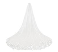 NIXZOUXBA Velo da Sposa Lungo, Stile Chiesa, Velo da Sposa A Strato Singolo, Accessorio da Sposa, Accessorio per Abito da Sposa, con Pettine, Adatto A Ragazze E Spose, Bianco