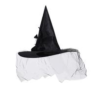 NIYANGLE 1 Pezzo cappello da strega Halloween costume cosplay delle streghe hallowen funlicht decorazioni cappello da festa in maschera berretto da strega Pelo della coda di Black