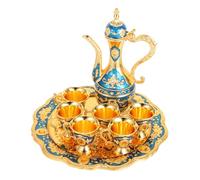 NIYANGLE 1 set di caffettiera vintage con tazza da caffè e vassoio da tè, set da tè turco, decanter per vino dorato e bicchieri per casa, festa di nozze